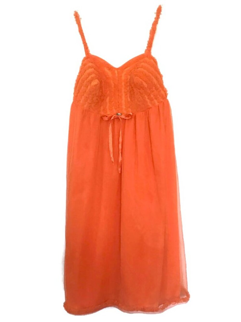 1950s vintage sheer orange bullet bra babydoll lingerie size extra small - Picture 7 of 7
